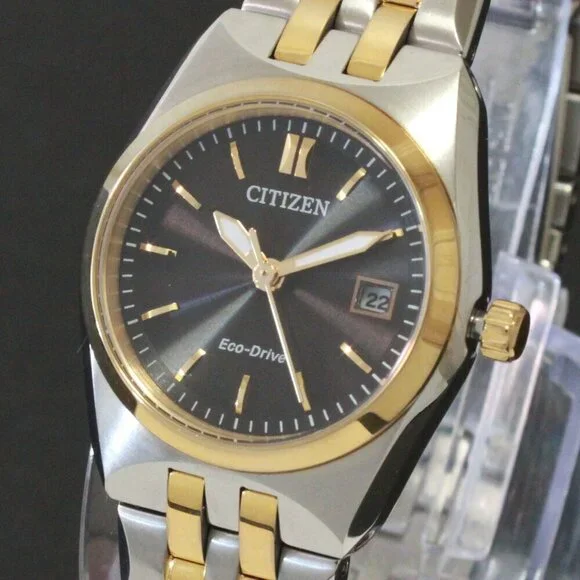 Citizen Eco Drive Ladies Corso Two Tone Black Dial 28mm